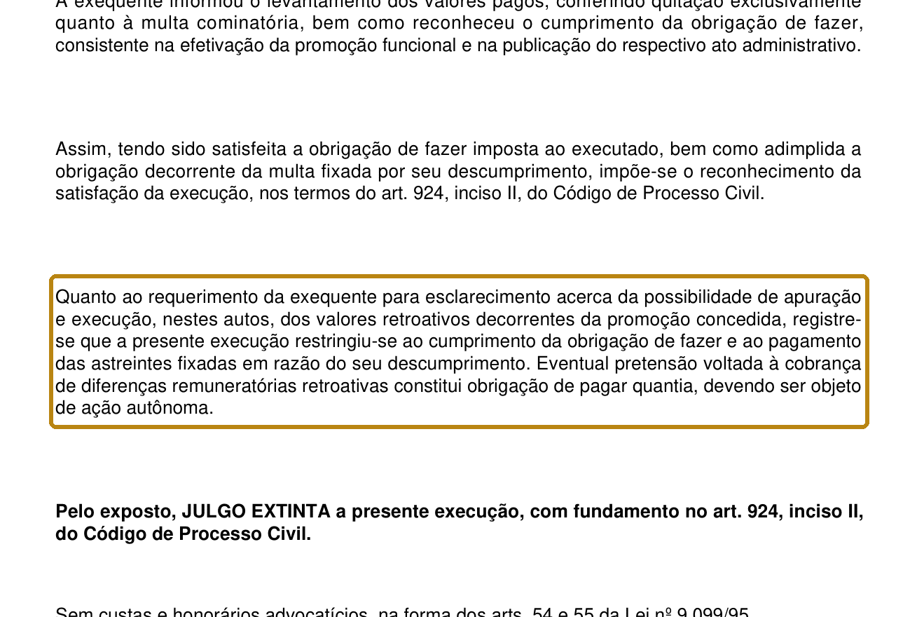 Recorte anonimizado: cobrança em uma nova ação